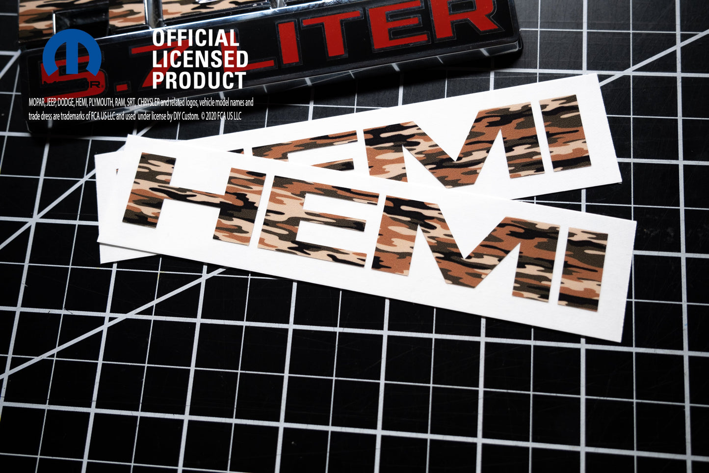 RAM 1500 HEMI Fender Emblem Overlay Decals (Pair) TRADITIONAL CAMO Fits 2013-2024