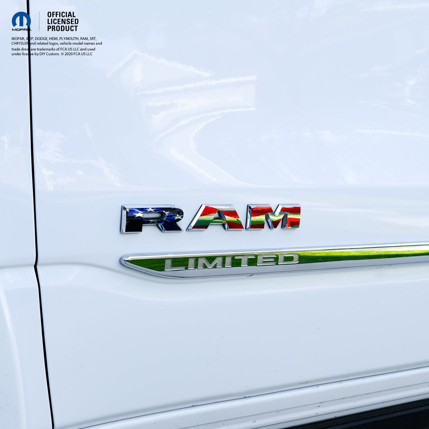 Chrome RAM Emblem Overlay Decals AMERICAN FLAG 2009-2026