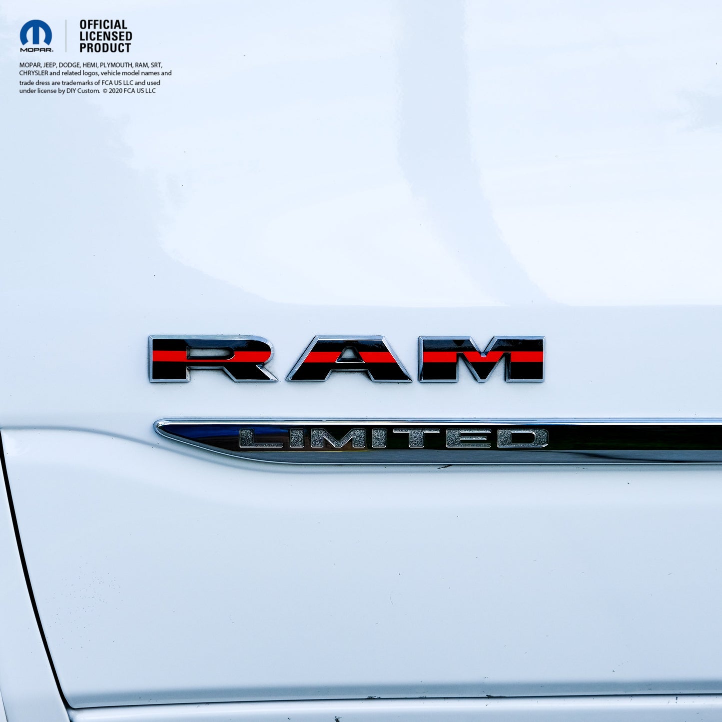 RAM Door x2 Emblem Overlay Decals L&R Thin Red Line Fits 2019-2026 RAM Trucks