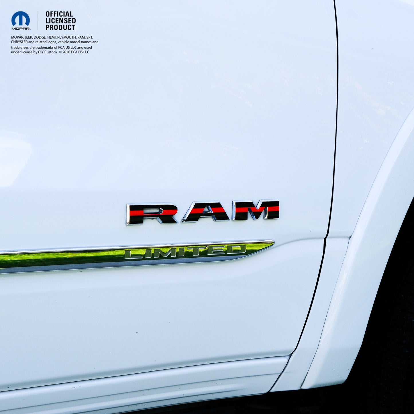 RAM Door x2 Emblem Overlay Decals L&R Thin Red Line Fits 2019-2026 RAM Trucks