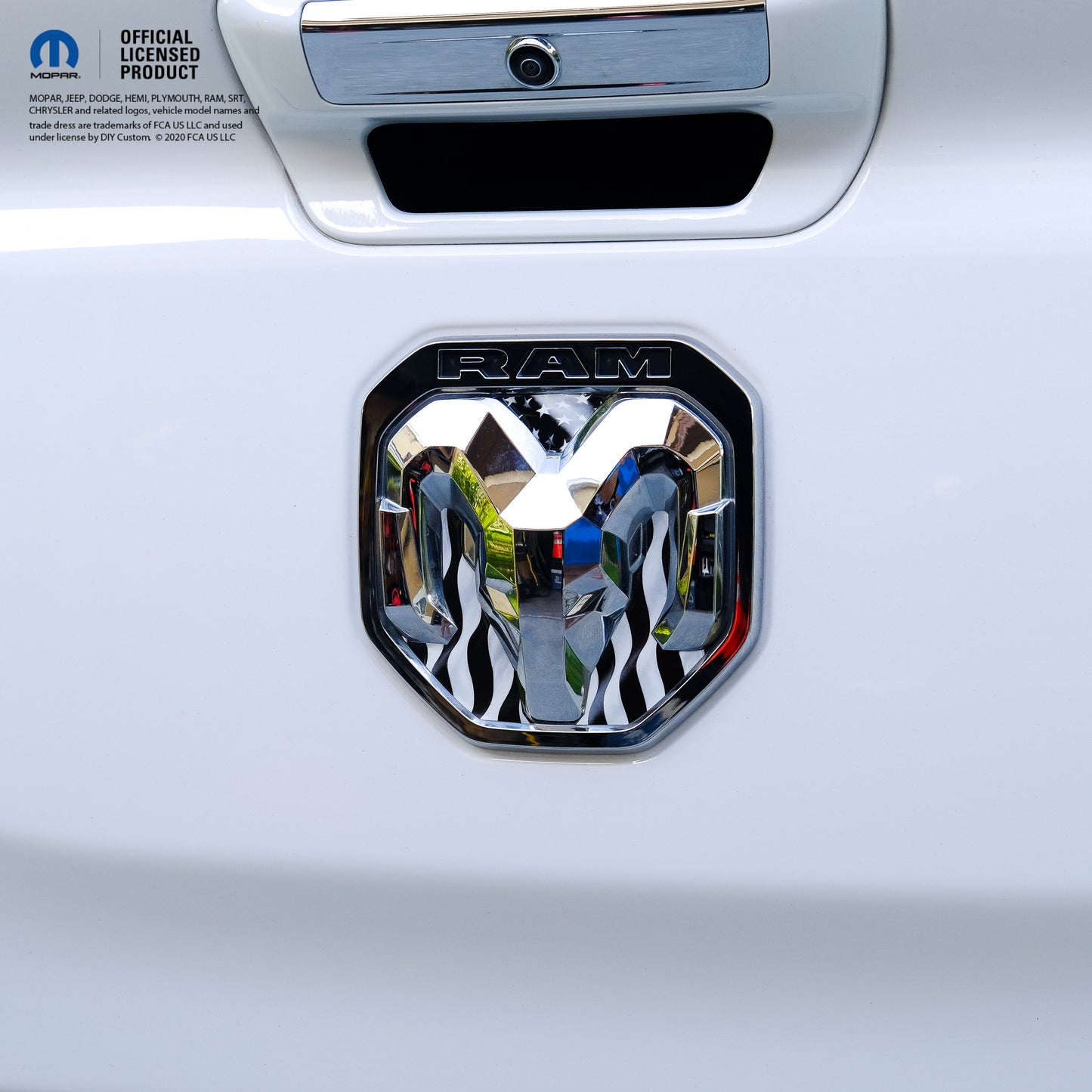 RAM Tailgate/Grill RAM Head Emblem Overlay Decals GRAYSCALE AMERICAN FLAG Fits 2011-2024 Trucks