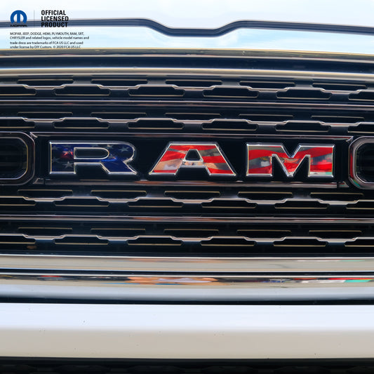 Chrome RAM Emblem Overlay Decals AMERICAN FLAG 2009-2026