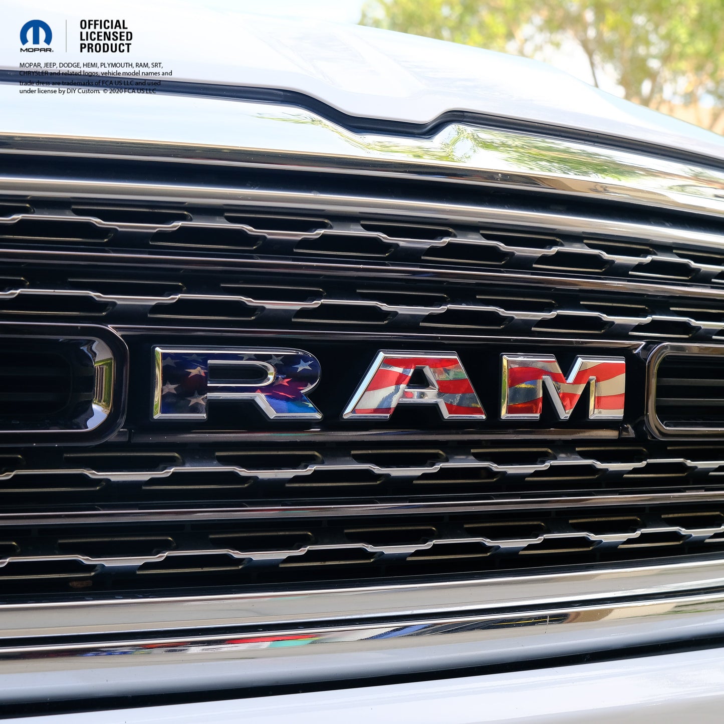 Chrome RAM Emblem Overlay Decals AMERICAN FLAG 2009-2026