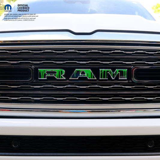 RAM Grill Emblem Overlay Decals DRIPPING GREEN Fits 2009-2026 1500-5500