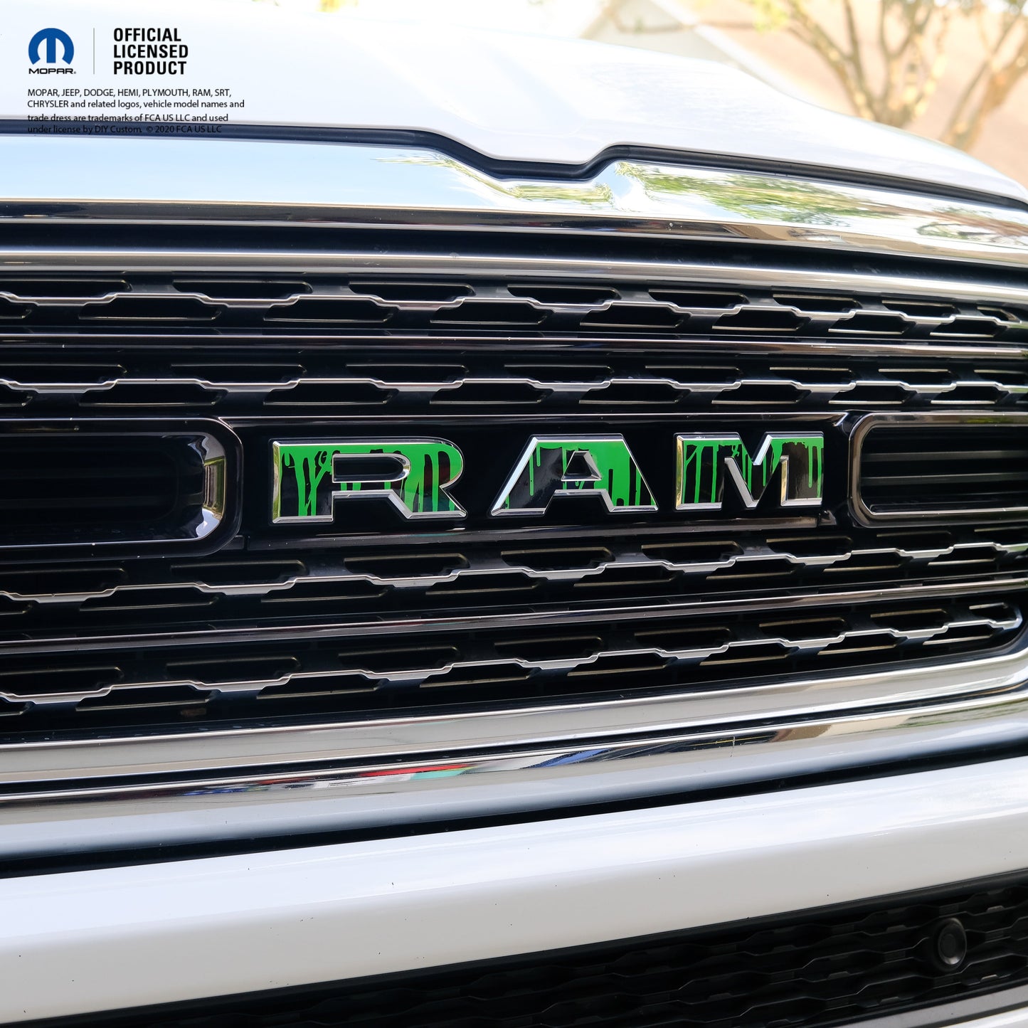 RAM Grill Emblem Overlay Decals DRIPPING GREEN Fits 2009-2025 1500-5500