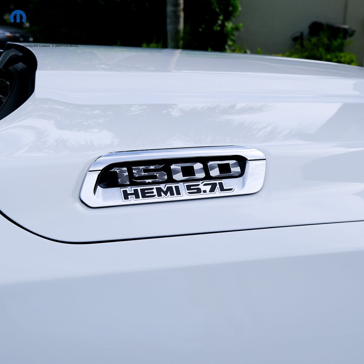 RAM 1500 Hood Emblem Overlay Decals L&R Grayscale American Flag Fits 2019-2026 RAM Trucks