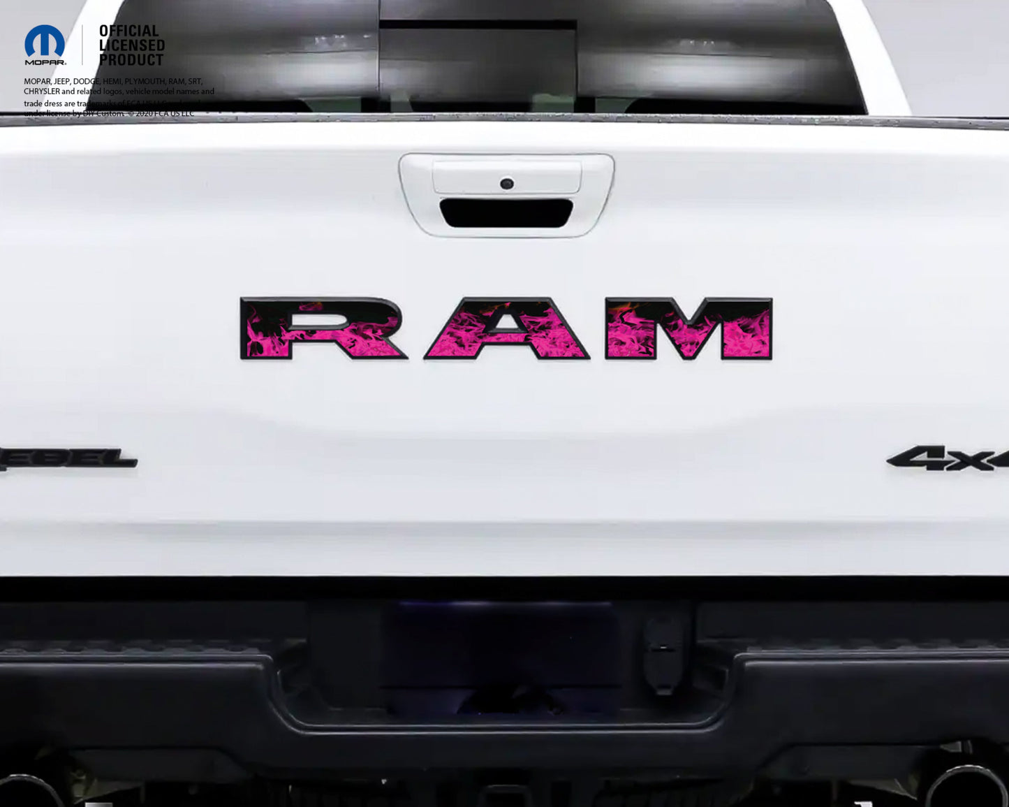 2500 3500 RAM Tailgate Letters Overlay Decals Pink Flames Fits 2019-2026 Trucks