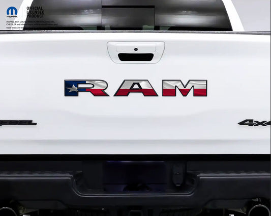 1500 RAM Tailgate Letters Overlay Decals Texas Flag Fits 2009-2026 Trucks