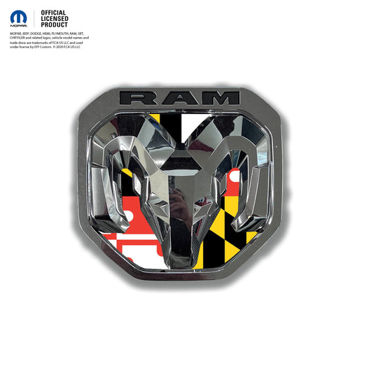 RAM Tailgate/Grill RAM Head Emblem Overlay Decals MARYLAND FLAG Fits 2009-2024 Trucks
