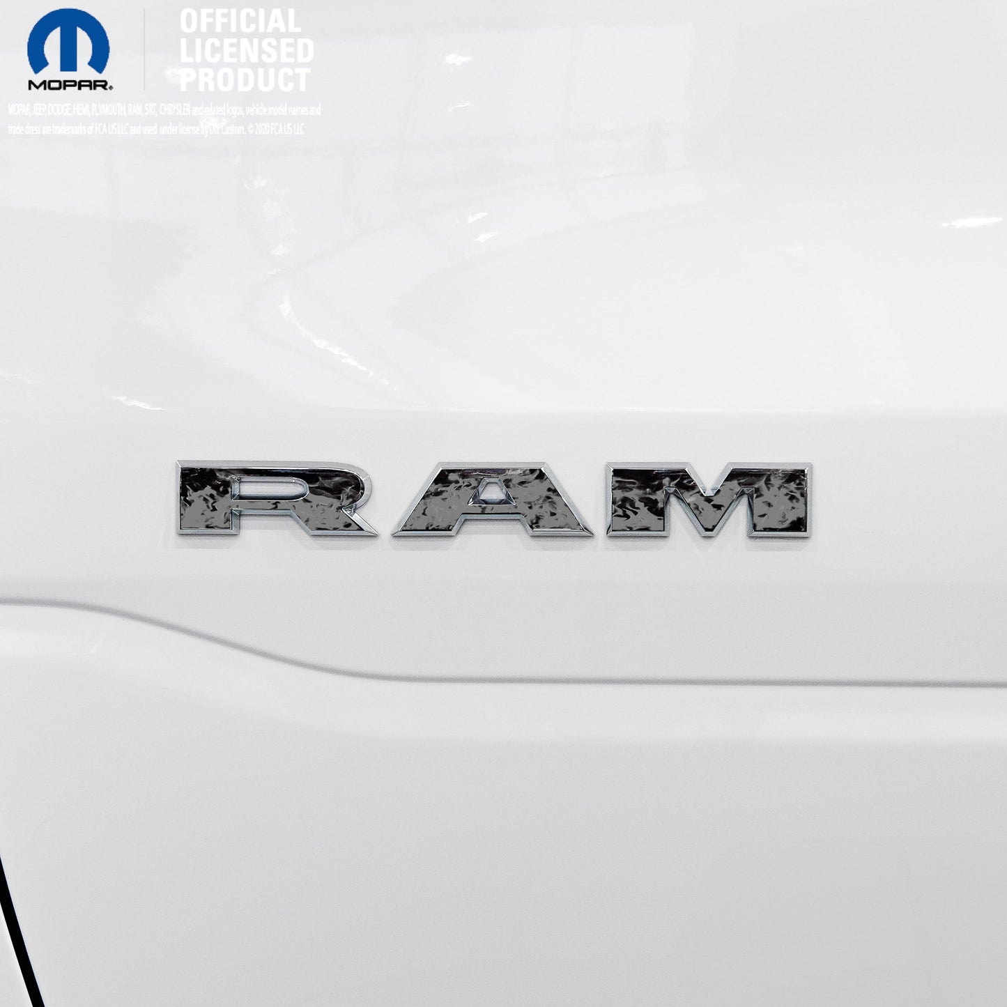 RAM Door x2 Emblem Overlay Decals L&R GRAYSCALE FIRE FLAMES Fits 2019-2025 RAM Trucks