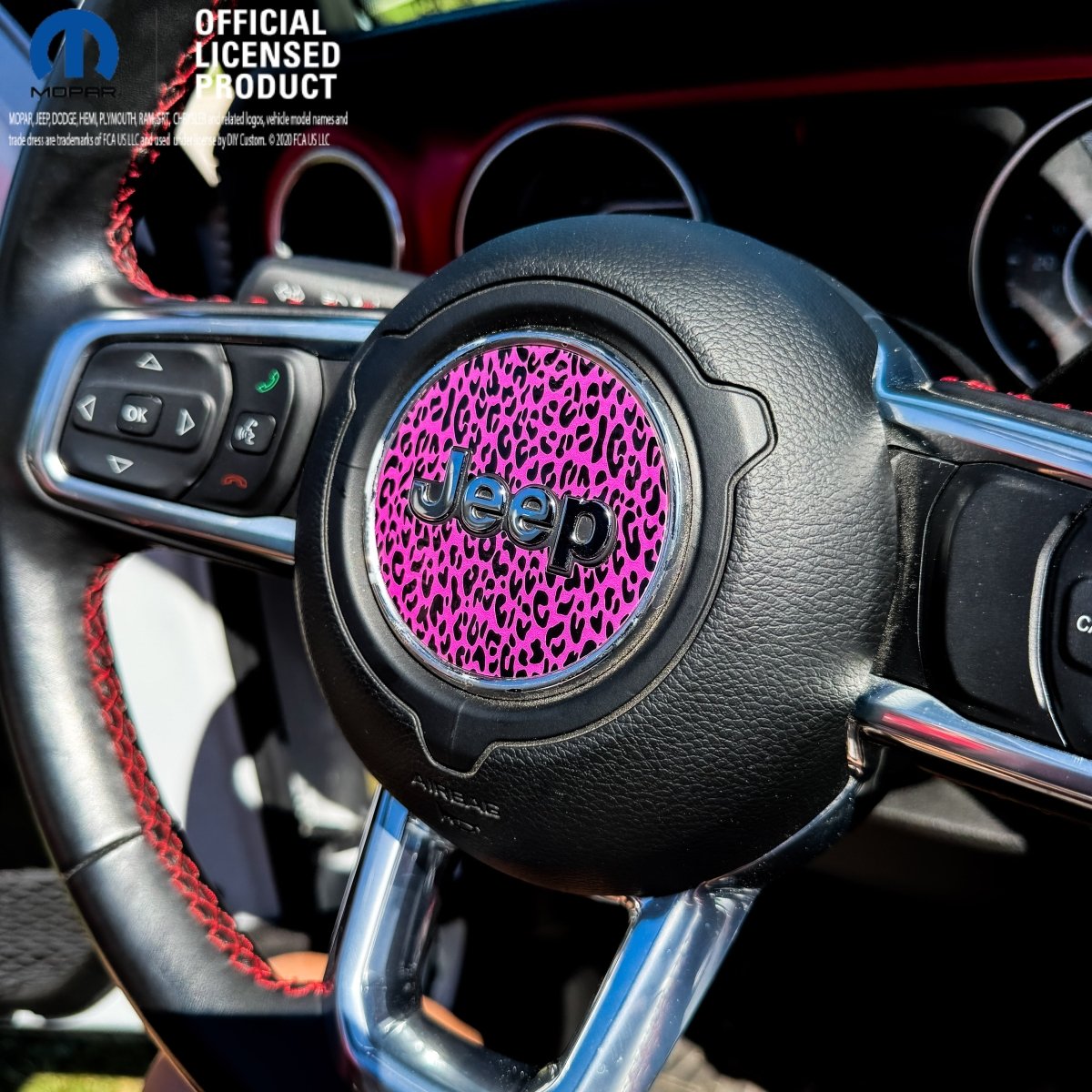 Jeep Wrangler JK Steering Wheel Circle Pink Leopard Vinyl Decal Sticker 2007-2017 - Tiny Wrapz