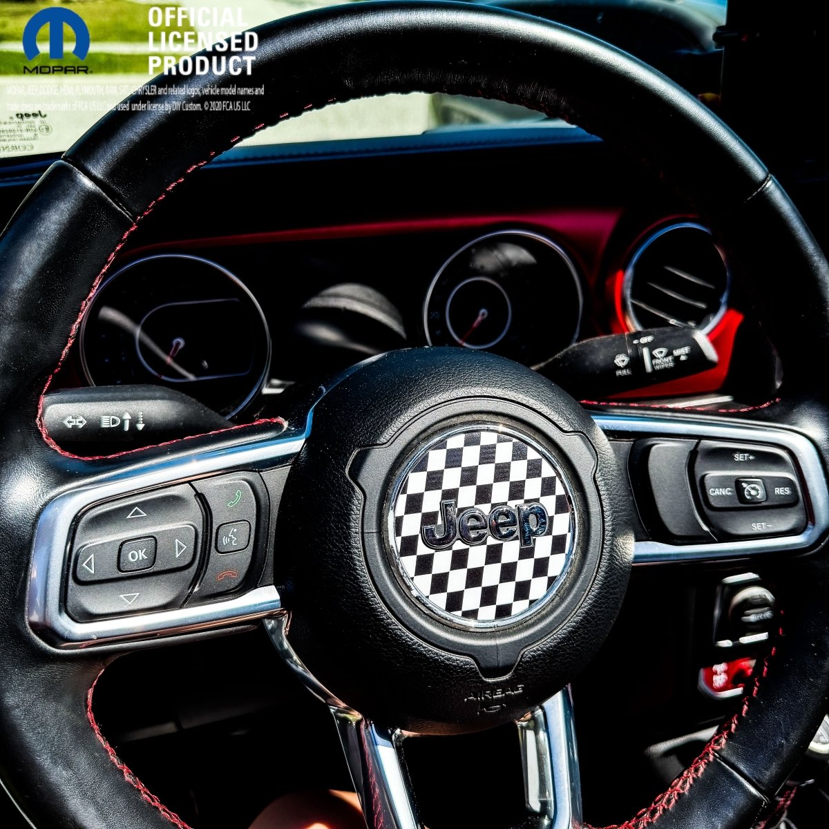 Jeep Wrangler JL Gladiator Steering Wheel Circle Checkered Flag Vinyl Decal Sticker