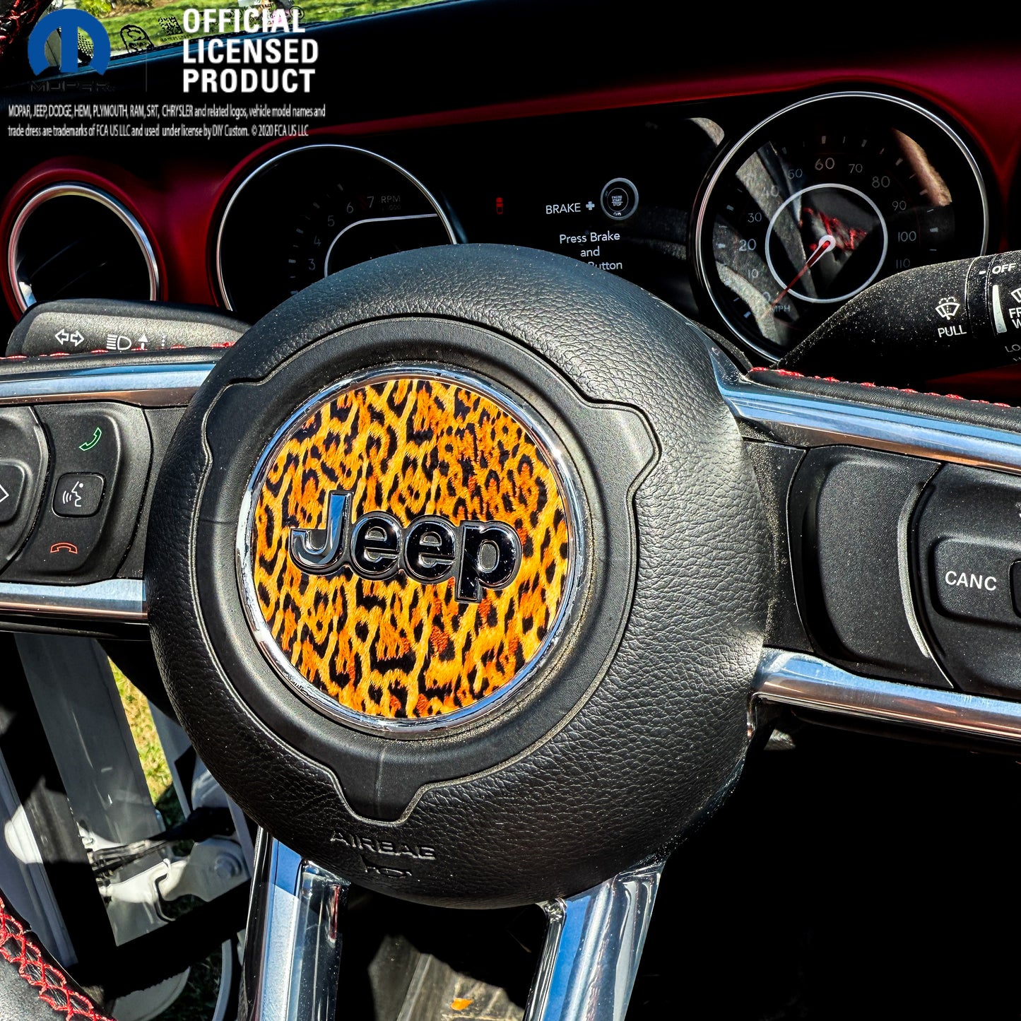 Jeep Wrangler JL Gladiator Steering Wheel Circle Leopard Vinyl Decal Sticker