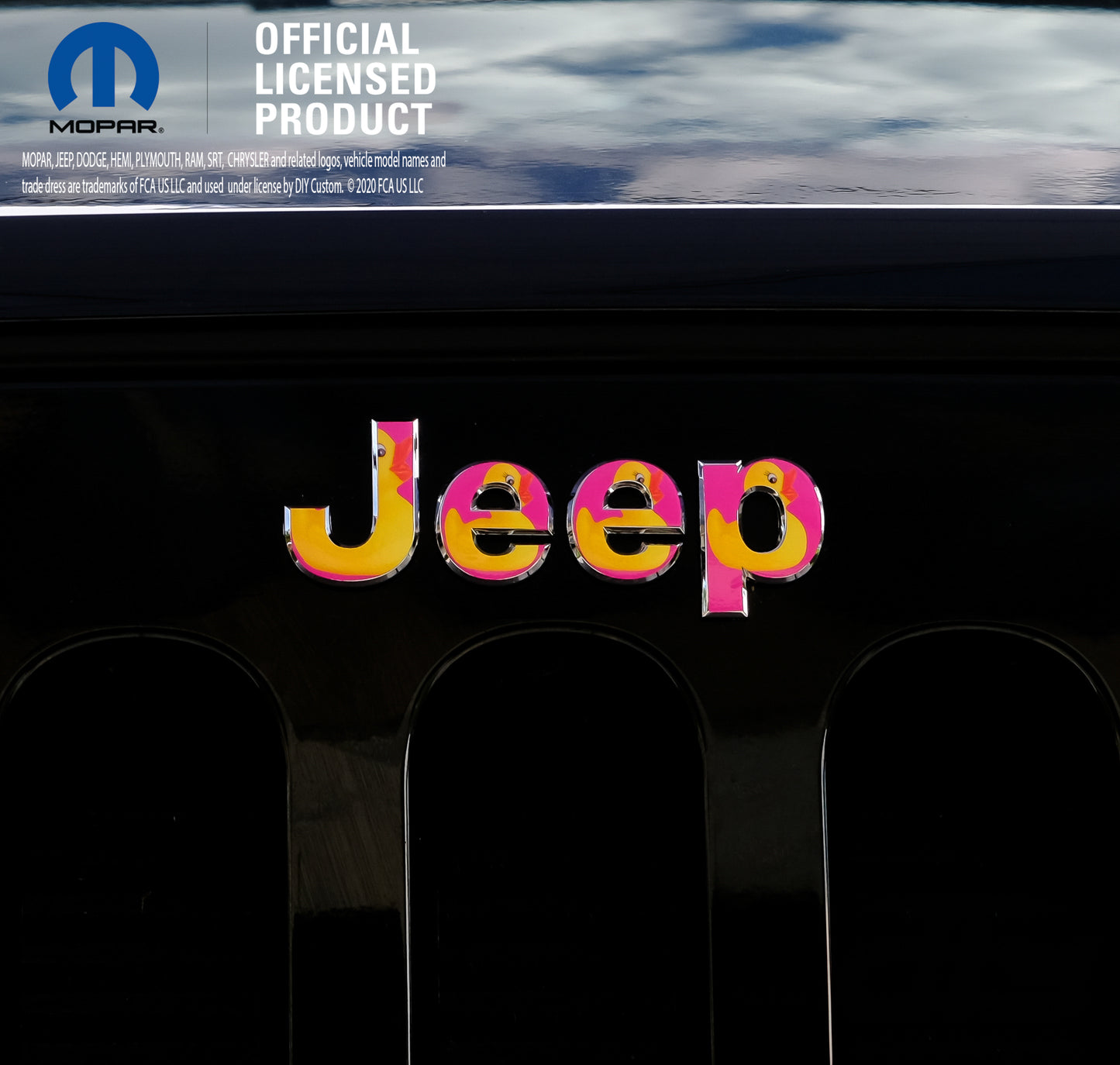 Jeep Emblem Overlay Decals - Ducks On Pink