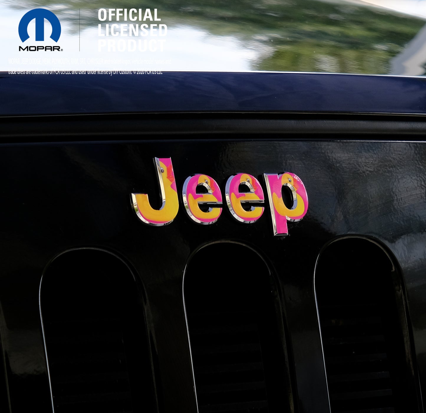 Jeep Emblem Overlay Decals - Ducks On Pink