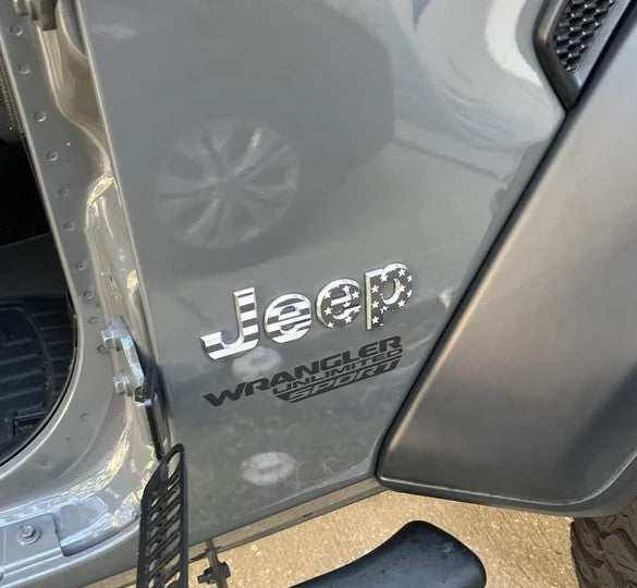 Jeep Emblem Overlay Decals - Basic Black & White American Flag