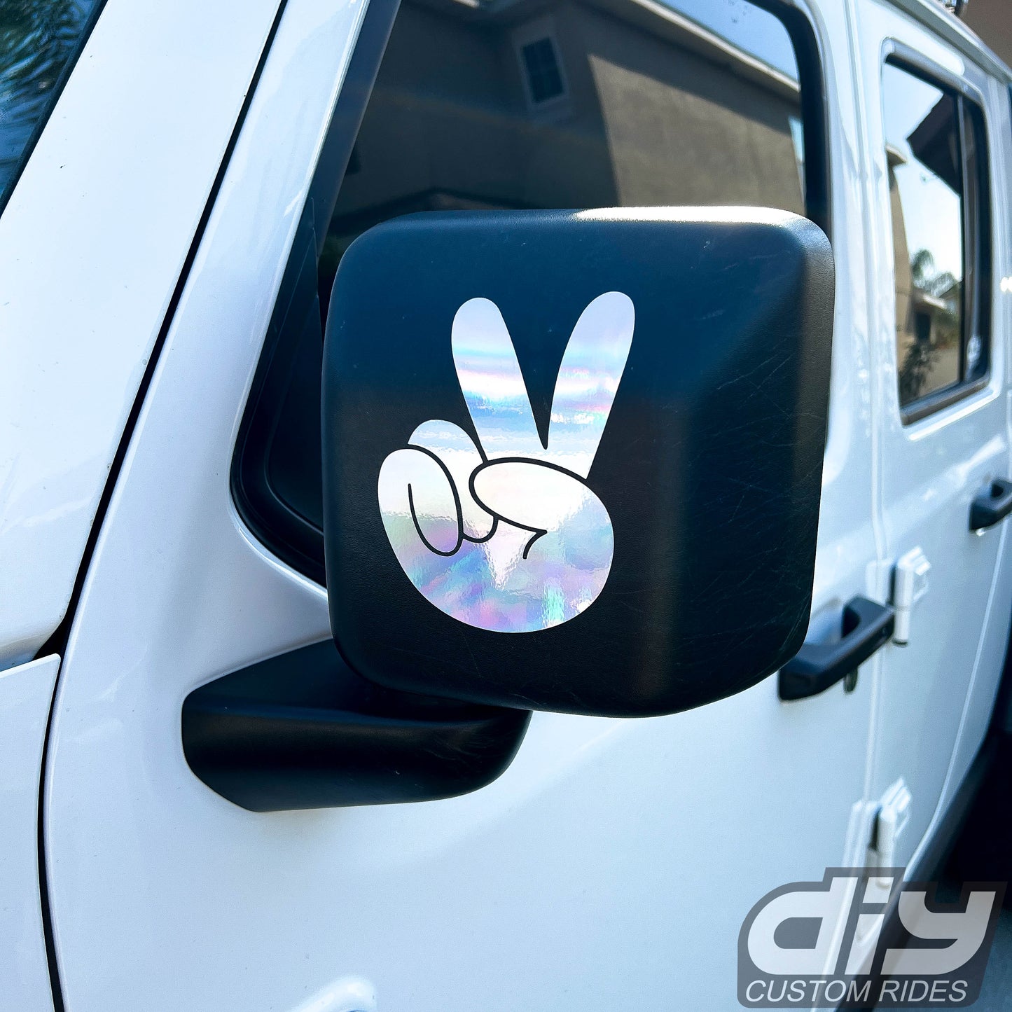 Holographic Peace Wave Fingers Decals Pair Fits All Jeeps