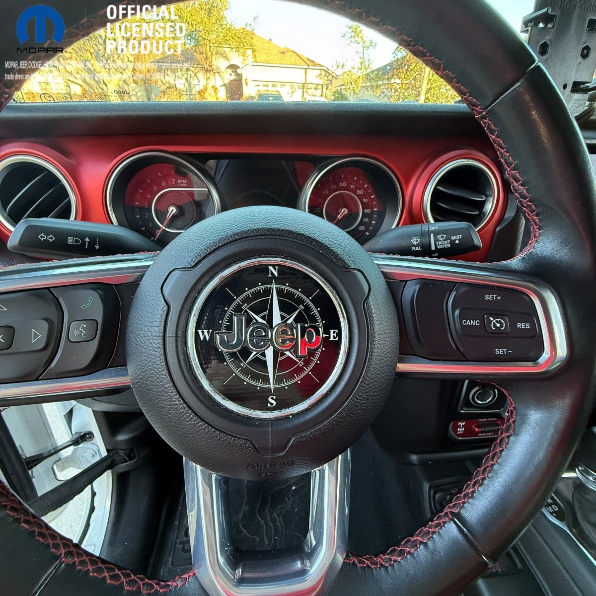 Jeep Wrangler JL Gladiator Steering Wheel Circle Black & White Compass Vinyl Decal Sticker - Tiny Wrapz