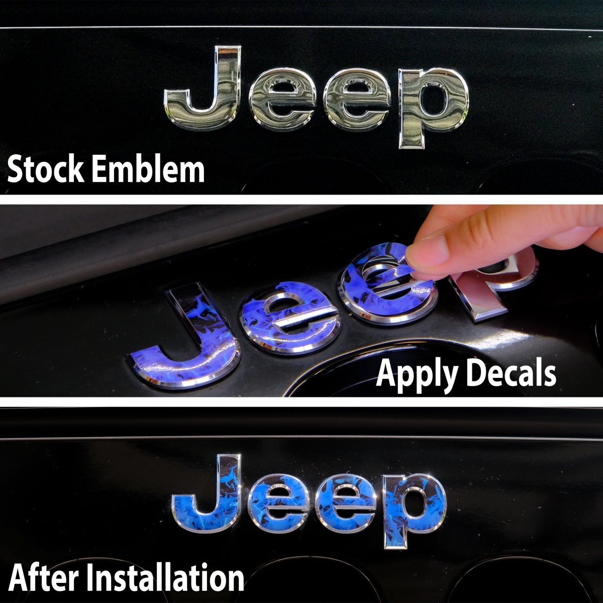 RAM Grill Emblem Overlay Decals BLUE FLAMES Fits 2009-2026 1500-5500