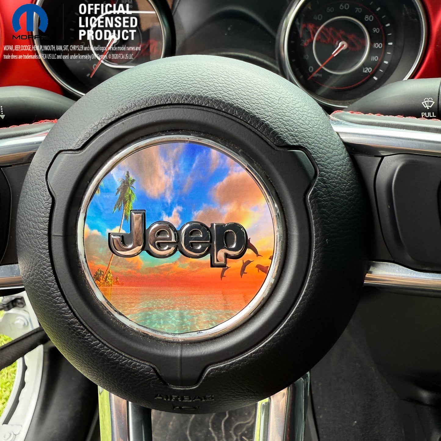 Jeep Wrangler JL Gladiator Steering Wheel Circle Dolphin Sunset Vinyl Decal Sticker