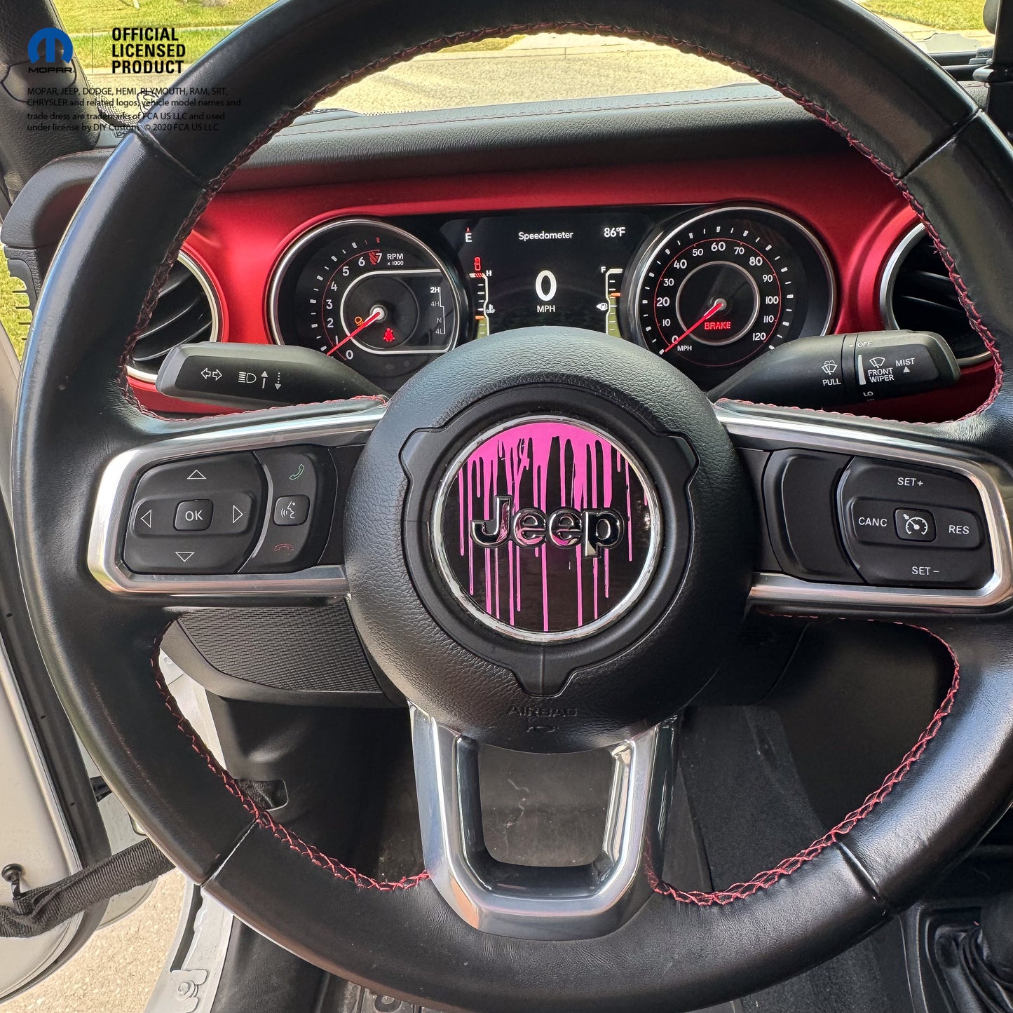 Jeep Wrangler JL Gladiator Steering Wheel Circle Dripping Pink Vinyl Decal Sticker