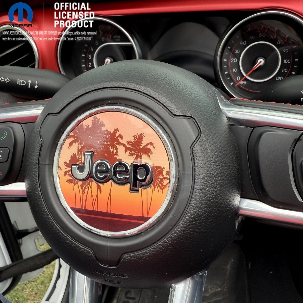 Jeep Wrangler JL Gladiator Steering Wheel Circle Orange Coral Sunset Vinyl Decal Sticker - Tiny Wrapz