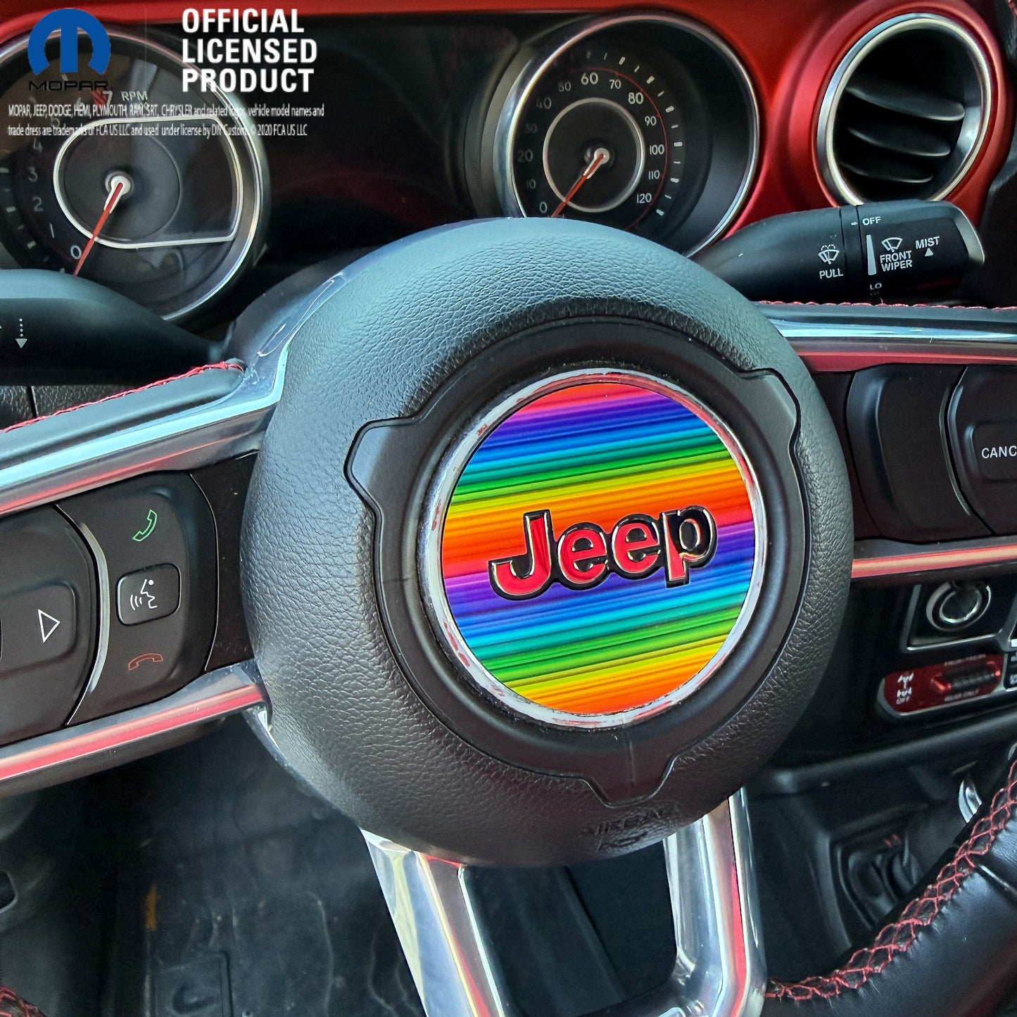 Jeep Wrangler JK Steering Wheel Circle Rainbow Vinyl Decal Sticker 2007-2017