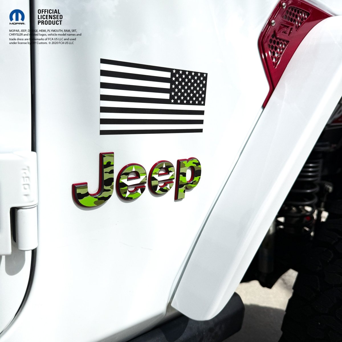 Jeep Emblem Overlay Decals - Green Star Camo - Tiny Wrapz