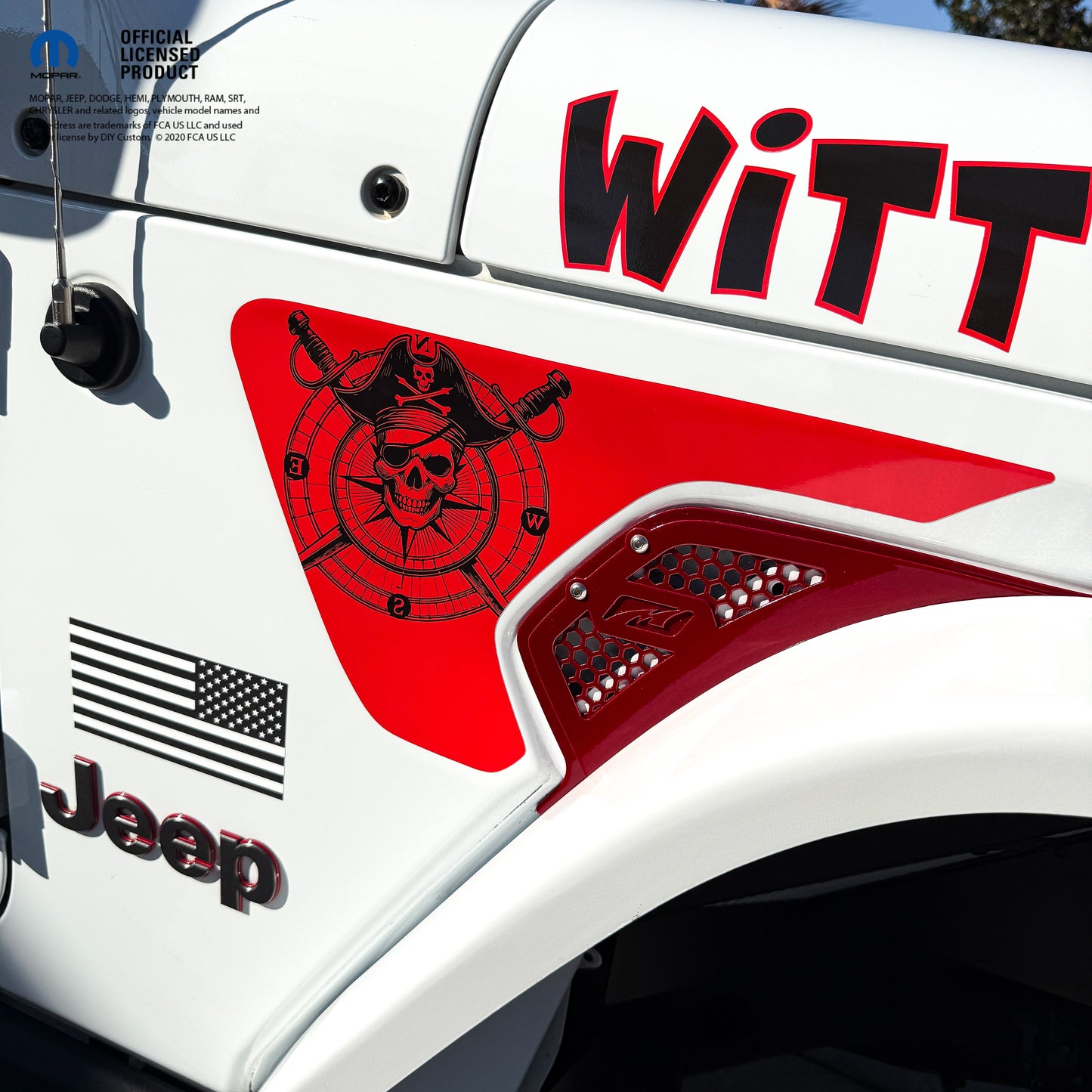 Jeep Fender Vent Decals Pair "Pirate Skulls Compass" Fits 2018-2026 Wrangler JL & Gladiator