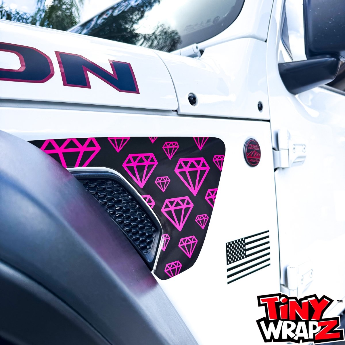Jeep Fender Vent Decals Pair "Pink Diamonds" Fits 2018-2026 Wrangler JL & Gladiator - Tiny Wrapz
