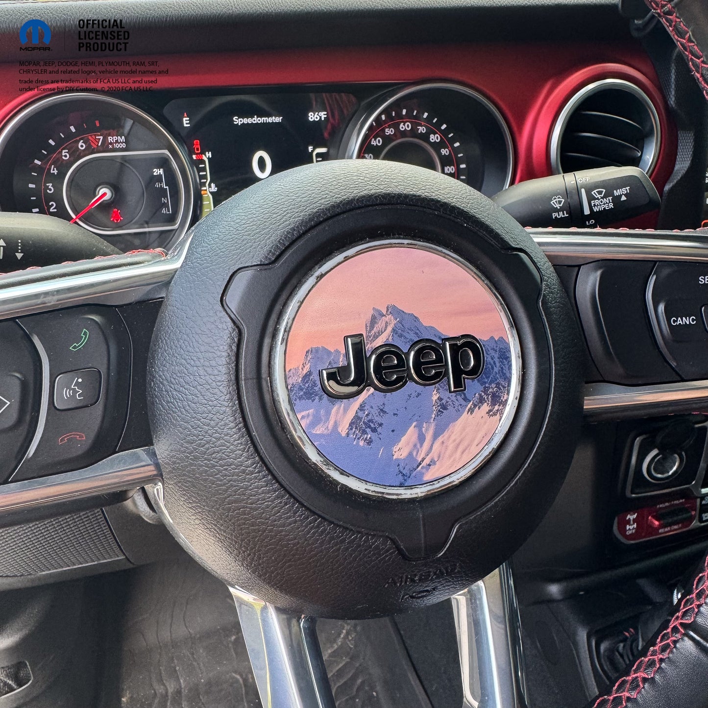 Jeep Wrangler JK Steering Wheel Circle Purple Mountain Vinyl Decal Sticker 2007-2017