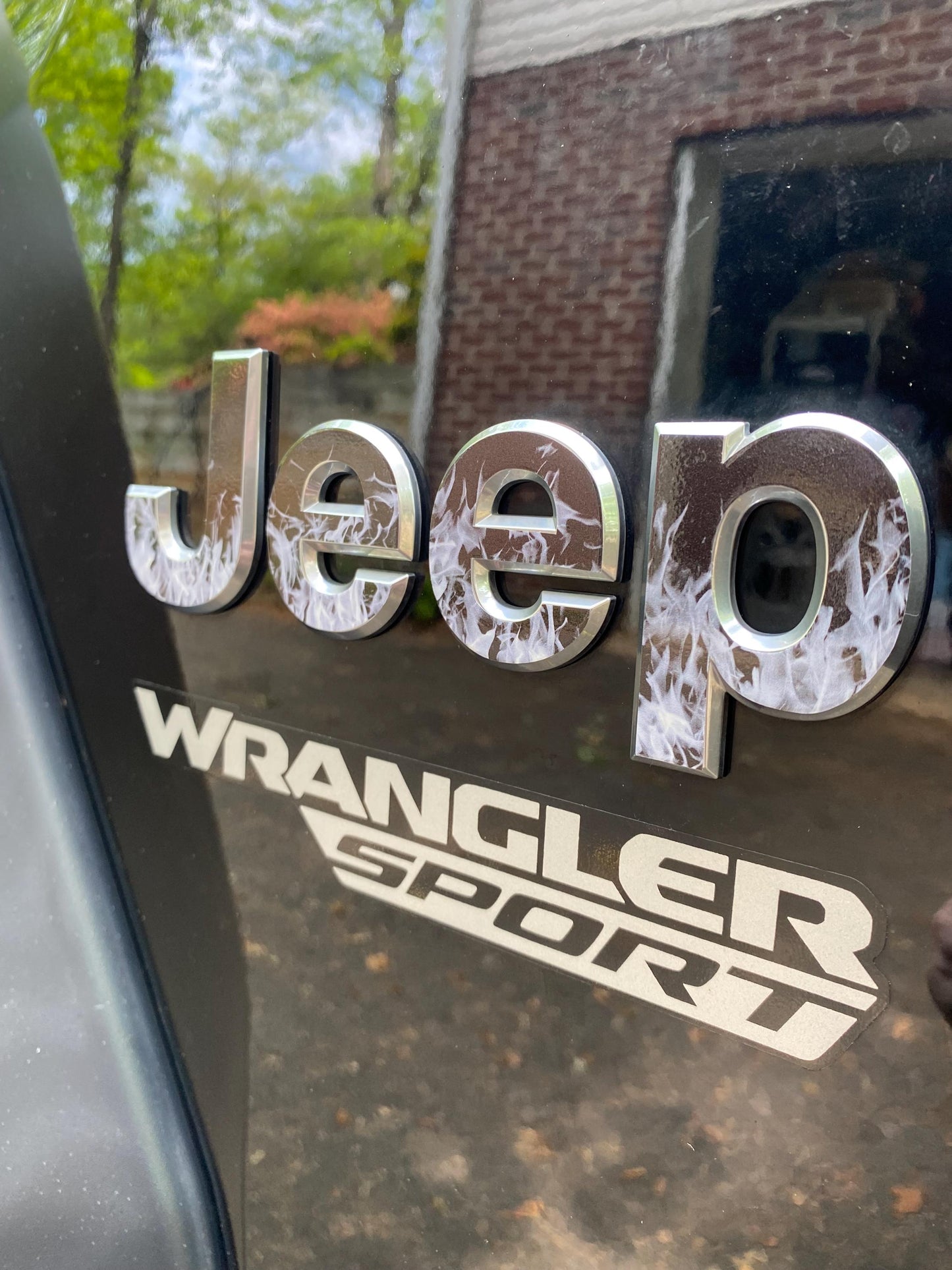 Jeep Emblem Overlay Decals - Grayscale Flames