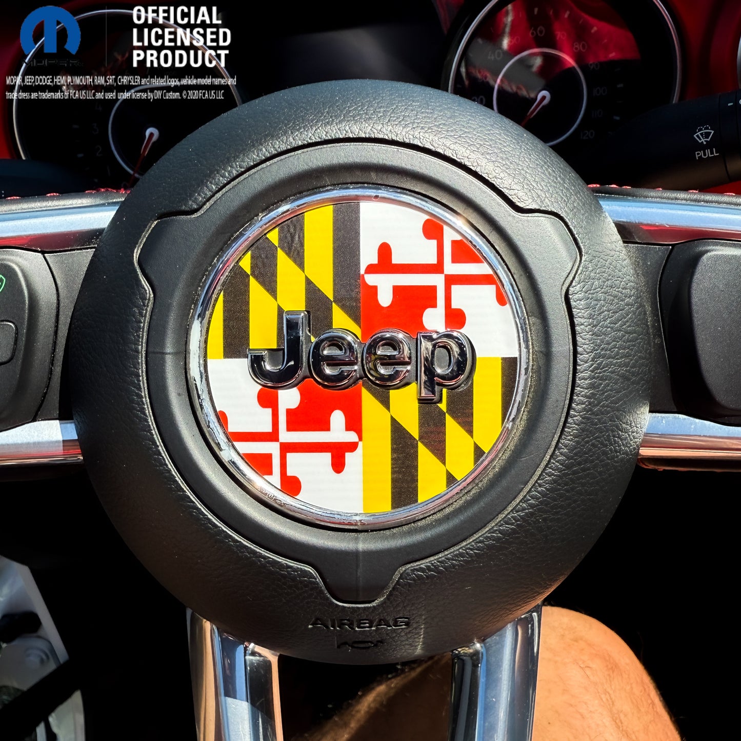 Jeep Wrangler JL Gladiator Steering Wheel Circle Maryland Flag Vinyl Decal Sticker