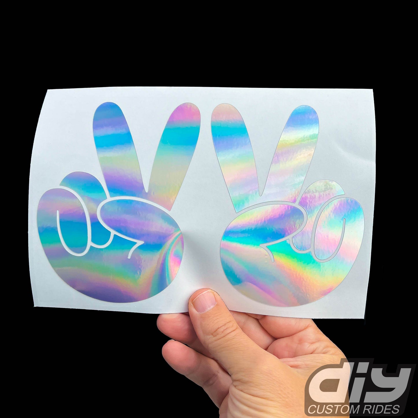Holographic Peace Wave Fingers Decals Pair Fits All Jeeps