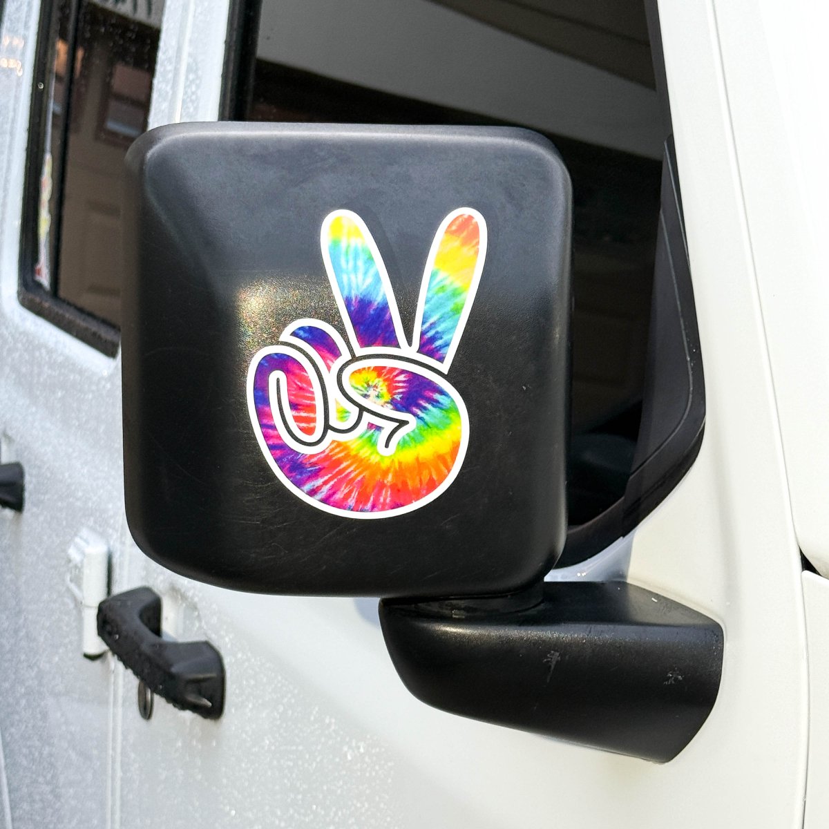 Tie Dye Peace Wave Left & Right Mirrors Vinyl Decals Fits All Jeeps