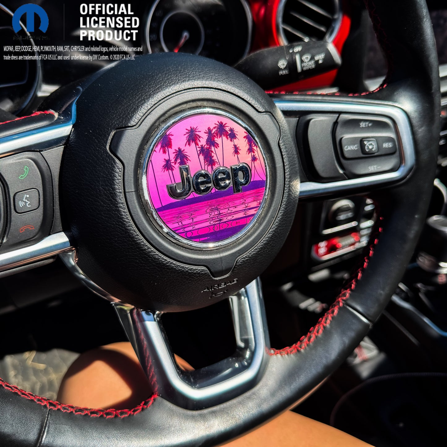 Jeep Wrangler JL Gladiator Steering Wheel Circle Pink Sunset Vinyl Decal Sticker