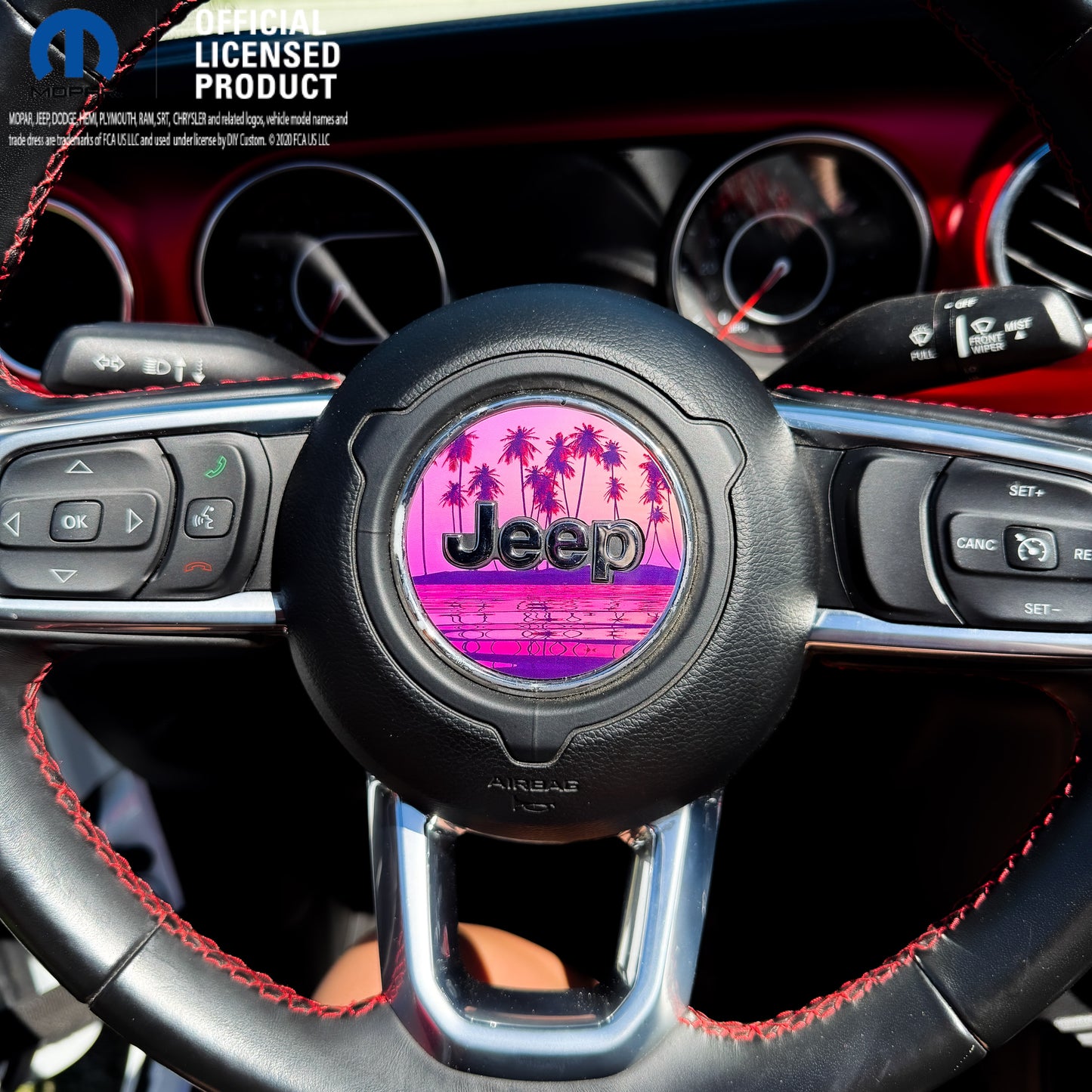 Jeep Wrangler JL Gladiator Steering Wheel Circle Pink Sunset Vinyl Decal Sticker