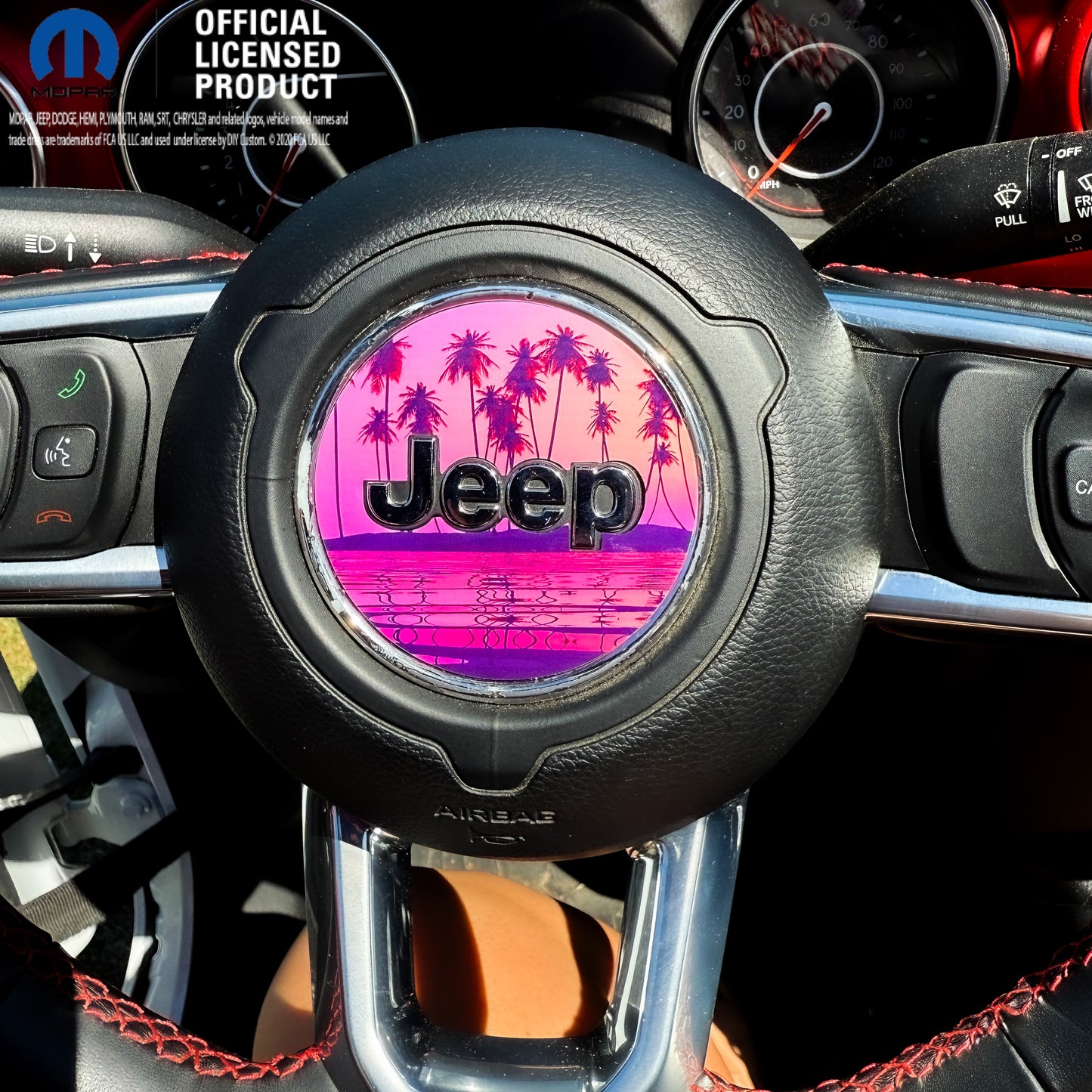Jeep Wrangler JL Gladiator Steering Wheel Circle Pink Sunset Vinyl Decal Sticker