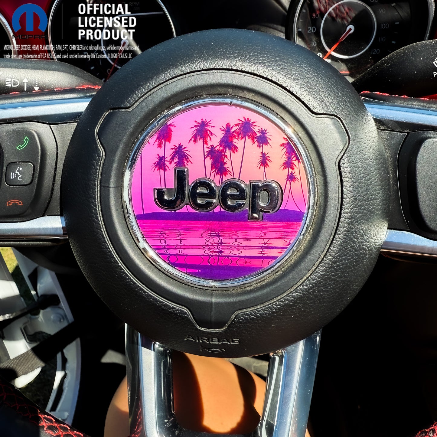 Jeep Wrangler JL Gladiator Steering Wheel Circle Pink Sunset Vinyl Decal Sticker