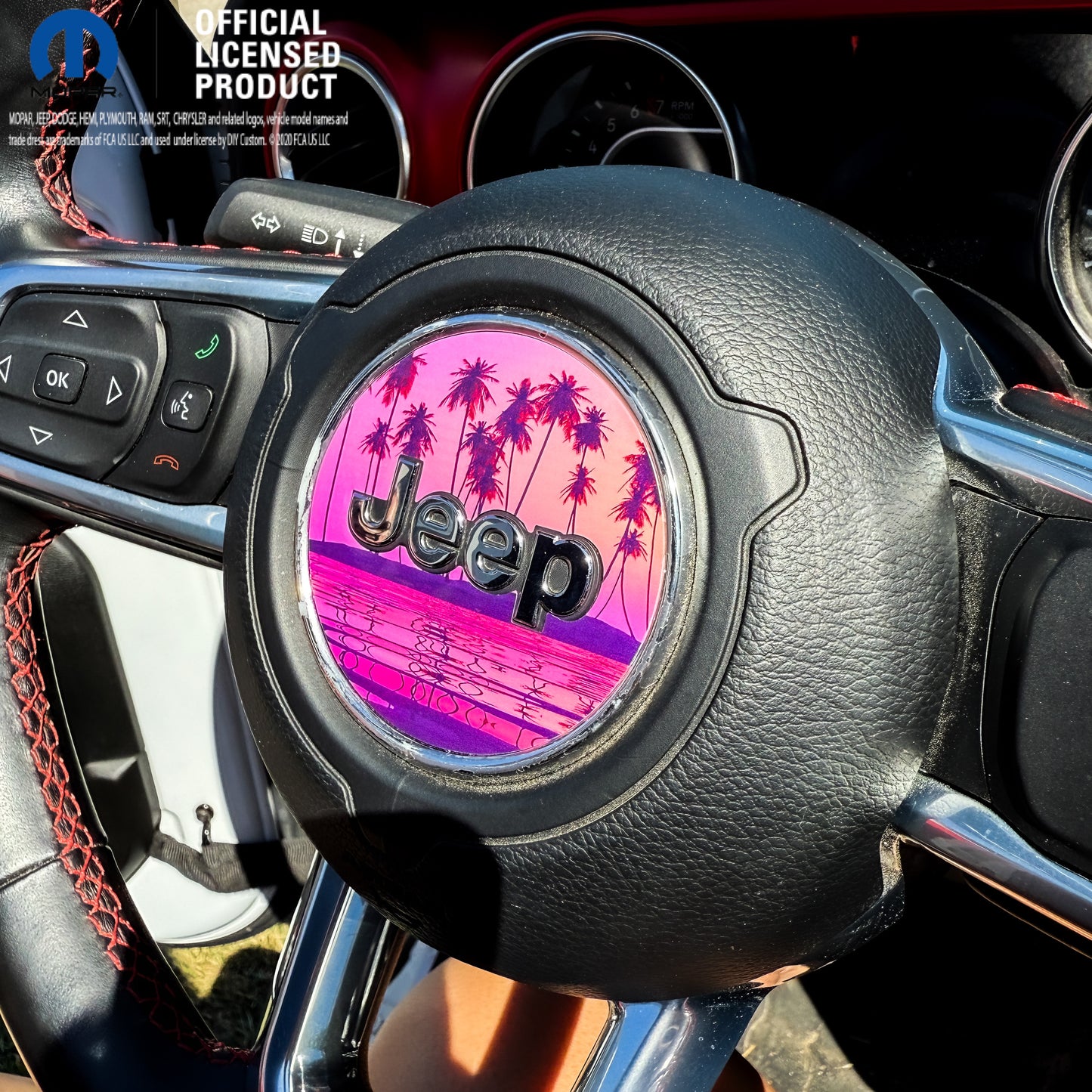 Jeep Wrangler JL Gladiator Steering Wheel Circle Pink Sunset Vinyl Decal Sticker