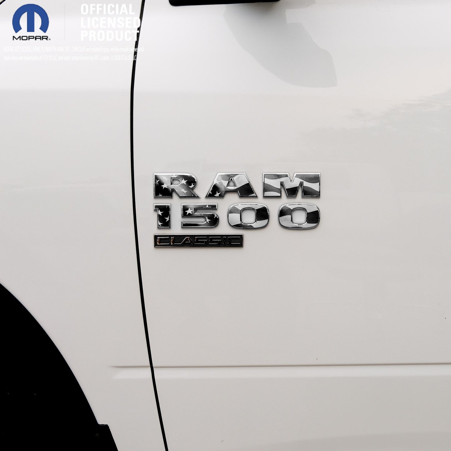 RAM Classic 1500-3500 Door Emblem Decals Grayscale American Flag Fits 2009-2024