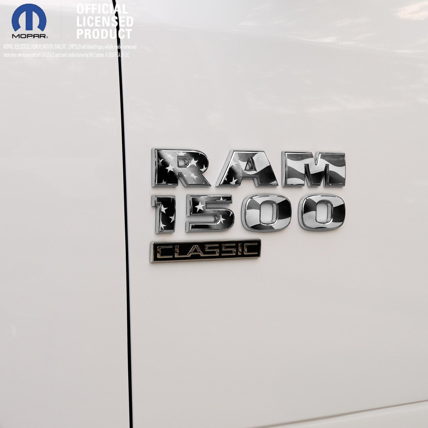 RAM Classic 1500-3500 Door Emblem Decals Grayscale American Flag Fits 2009-2024