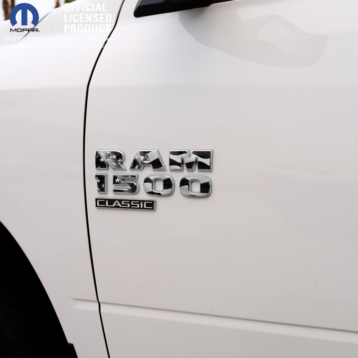 RAM Classic 1500-3500 Door Emblem Decals Grayscale American Flag Fits 2009-2024