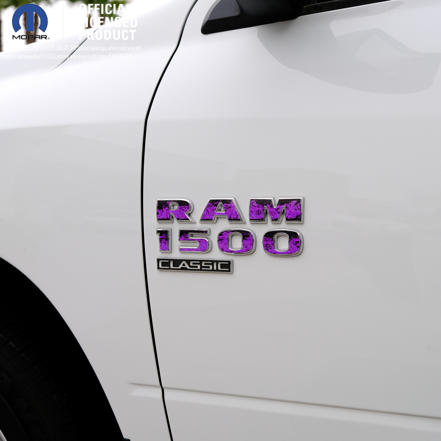 RAM Classic 1500-3500 Door Emblem Decals PURPLE FLAMES Fits 2009-2024