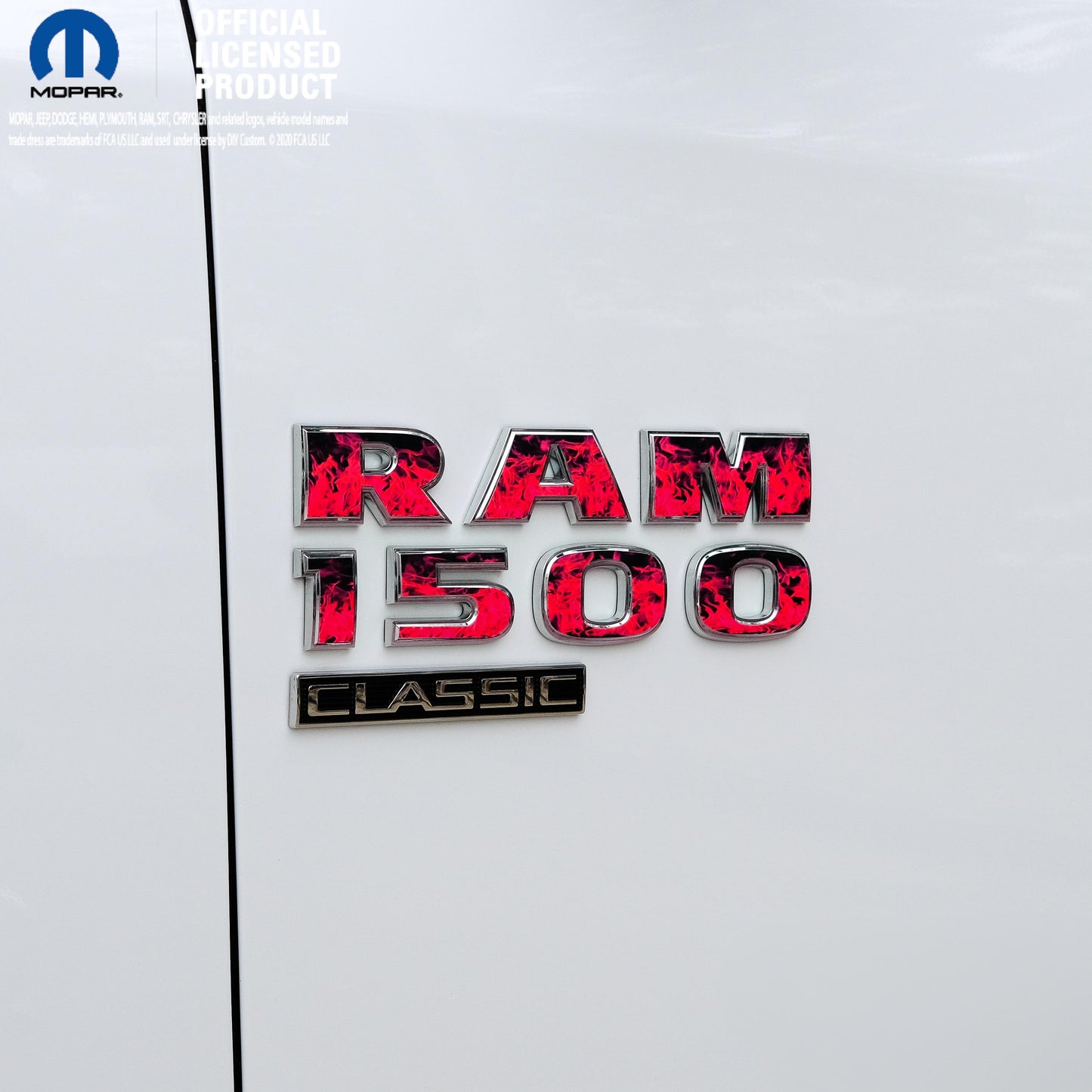 RAM Classic 1500-3500 Door Emblem Decals RED FLAMES Fits 2009-2024