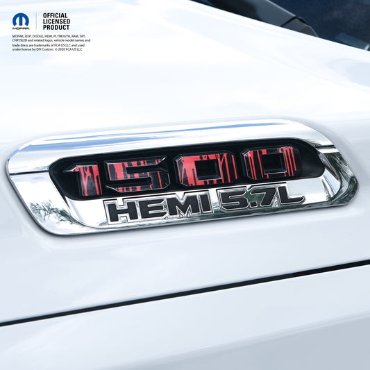 RAM 1500 Hood Emblem Overlay Decals L&R DRIPPING RED Fits 2019-2026 RAM Trucks