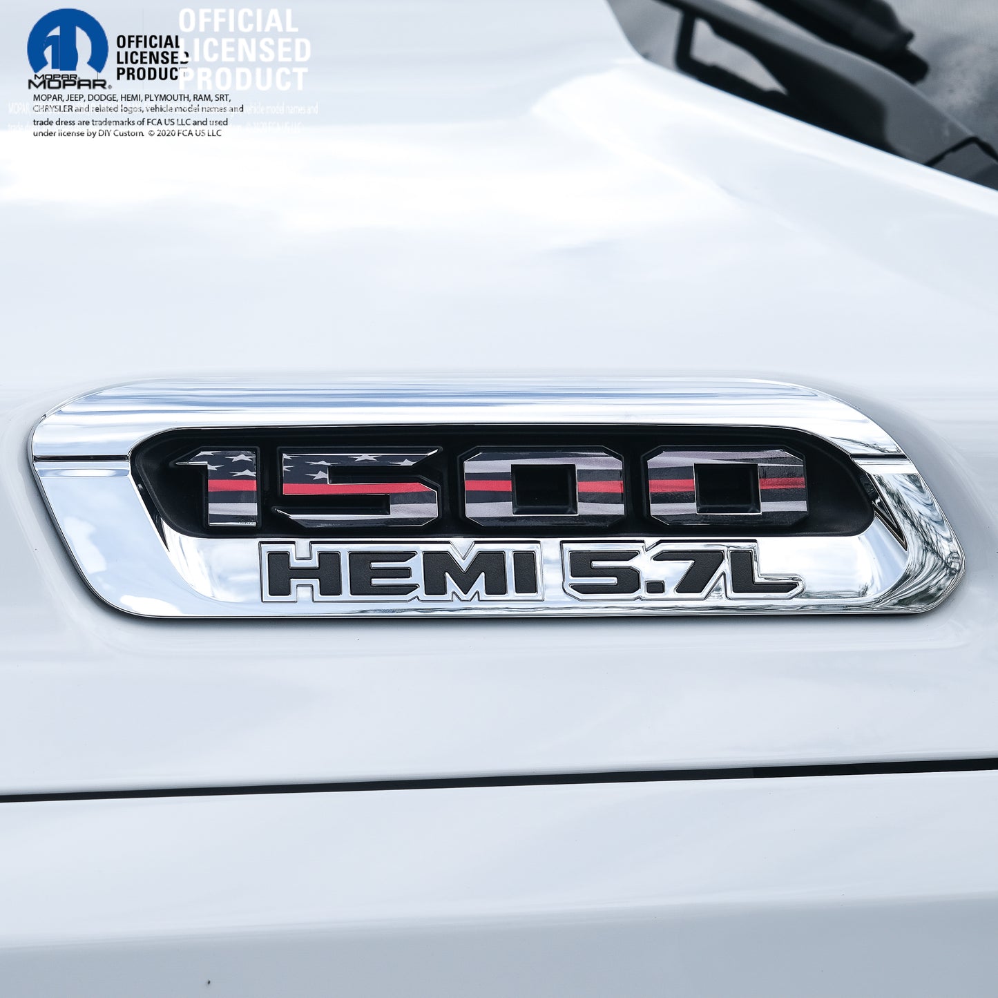 RAM 1500 Hood Emblem Overlay Decals L&R THIN RED LINE FLAG Fits 2019-2026 RAM Trucks