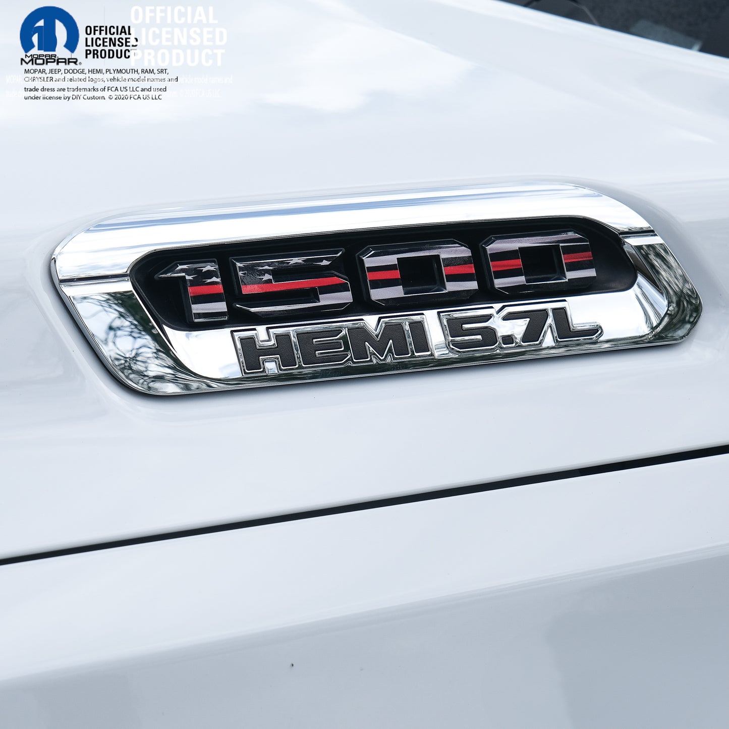 RAM 1500 Hood Emblem Overlay Decals L&R THIN RED LINE FLAG Fits 2019-2026 RAM Trucks