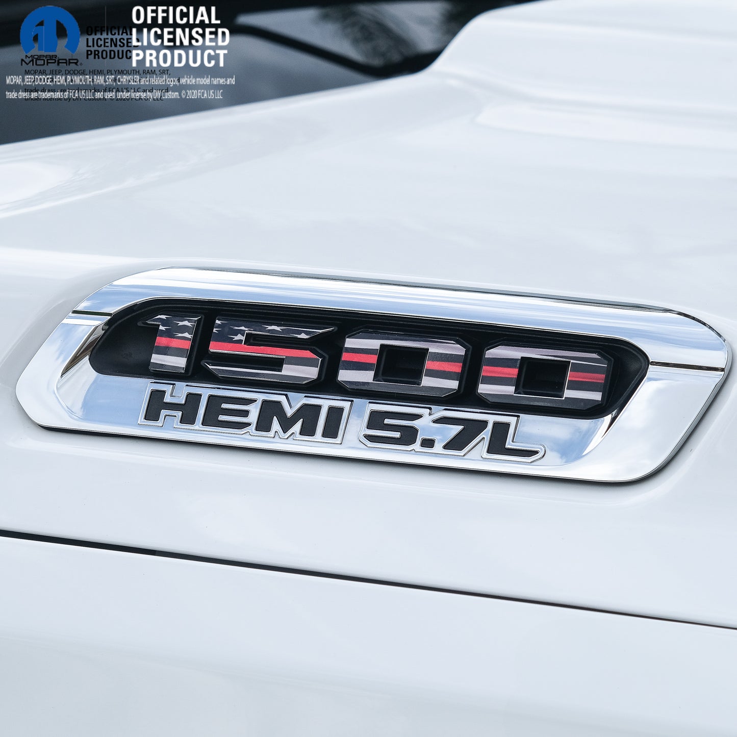 RAM 1500 Hood Emblem Overlay Decals L&R THIN RED LINE FLAG Fits 2019-2026 RAM Trucks