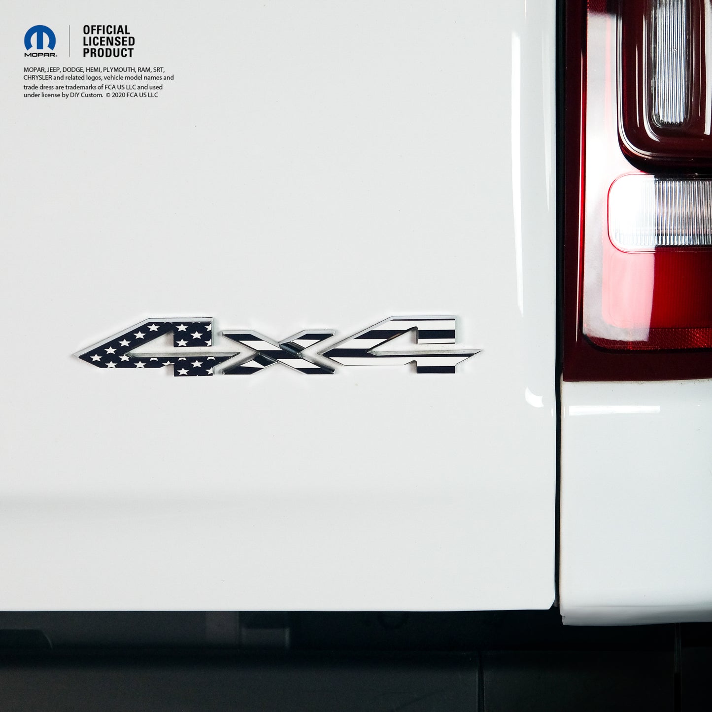 RAM 4x4 Emblem Overlay Decals BLACK & WHITE AMERICAN FLAG Fits 2009-2026 1500-5500